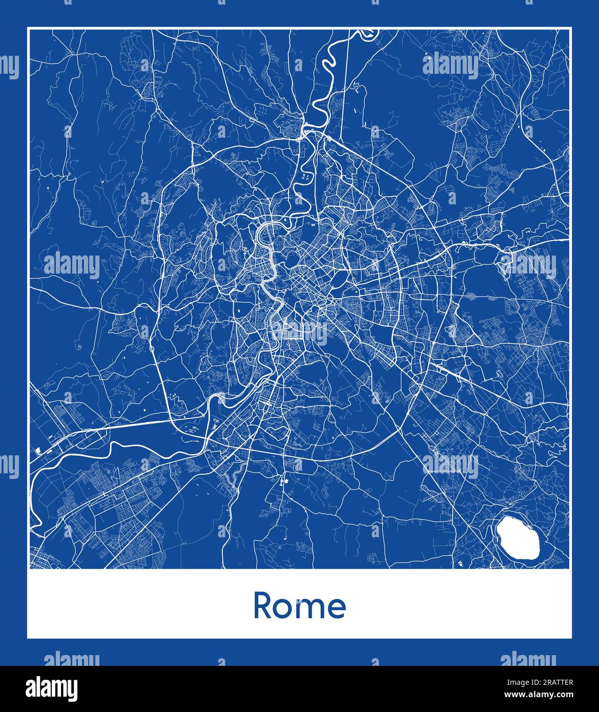 Roma Italia Europa Mappa della città stampa blu illustrazione vettoriale Illustrazione Vettoriale