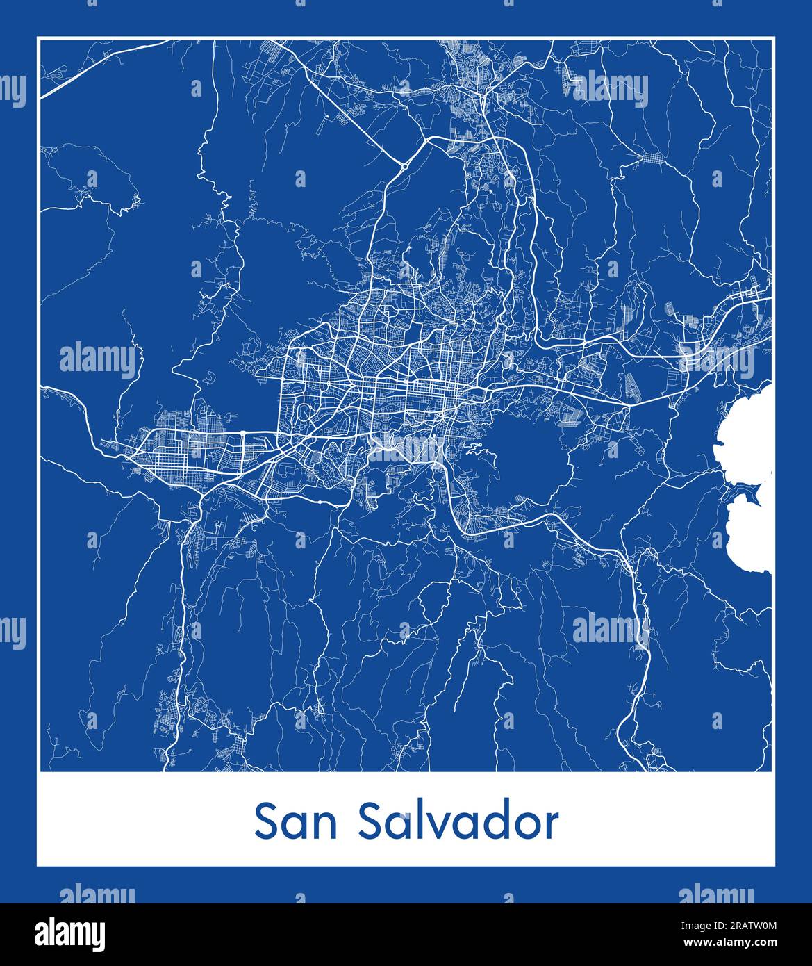 San Salvador El Salvador Nord America Mappa della città stampa blu illustrazione vettoriale Illustrazione Vettoriale