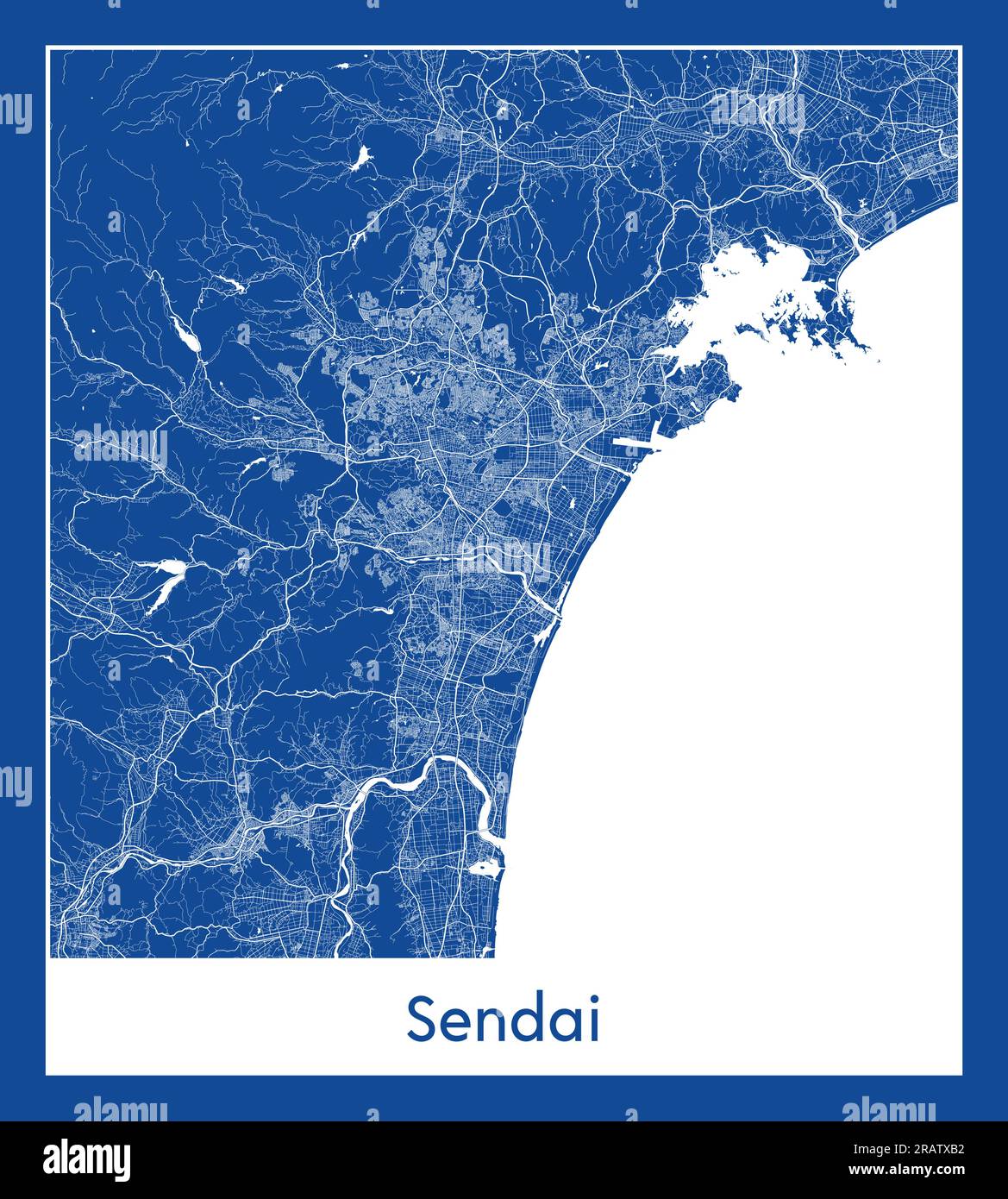 Illustrazione vettoriale con stampa blu della mappa di Tokyo Giappone Asia City Illustrazione Vettoriale