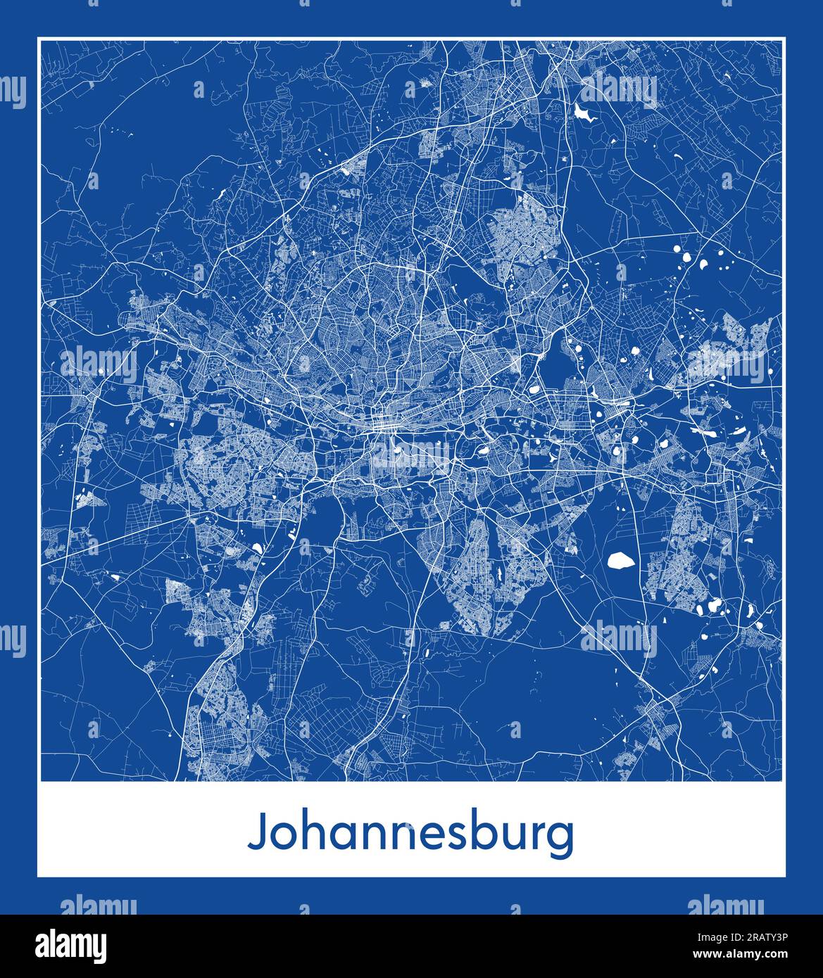 Johannesburg Sud Africa Mappa della città Africa illustrazione vettoriale con stampa blu Illustrazione Vettoriale