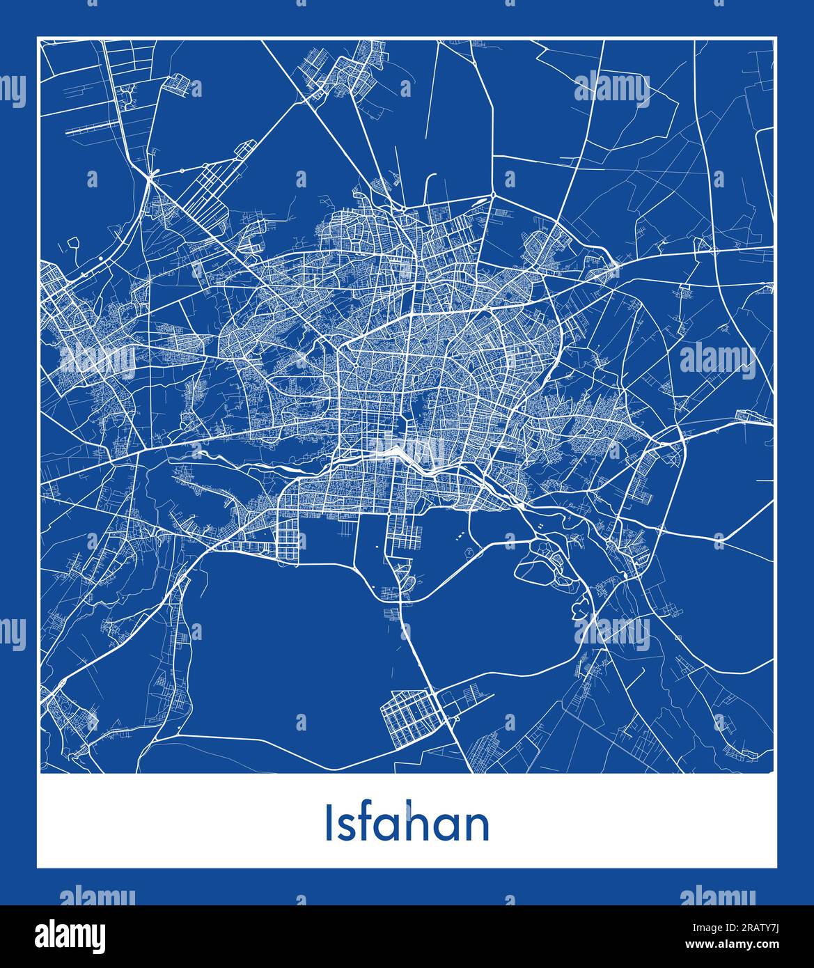 Isfahan Iran Asia City mappa stampa blu illustrazione vettoriale Illustrazione Vettoriale