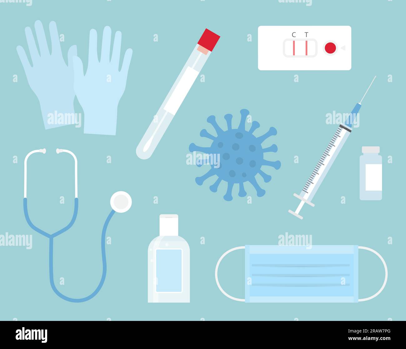 COVID-19, icone correlate alla pandemia - illustrazione vettoriale Illustrazione Vettoriale