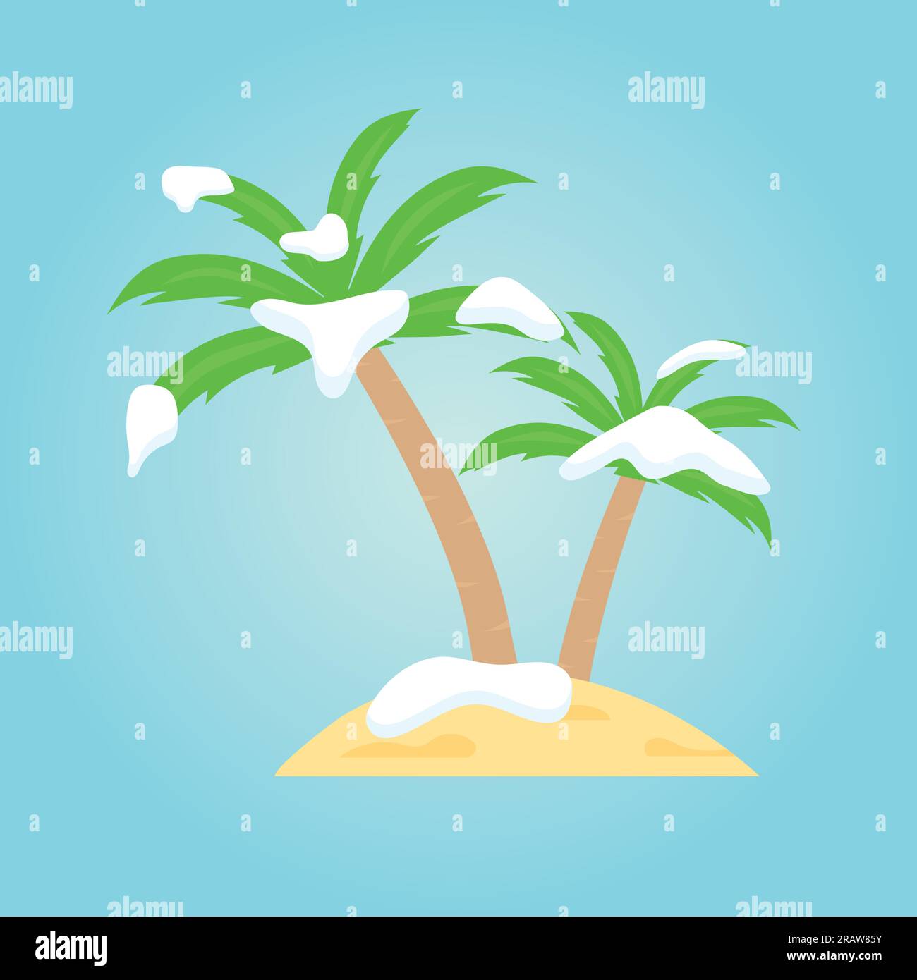 palme sulla neve, vacanze invernali ai tropici - illustrazione vettoriale Illustrazione Vettoriale