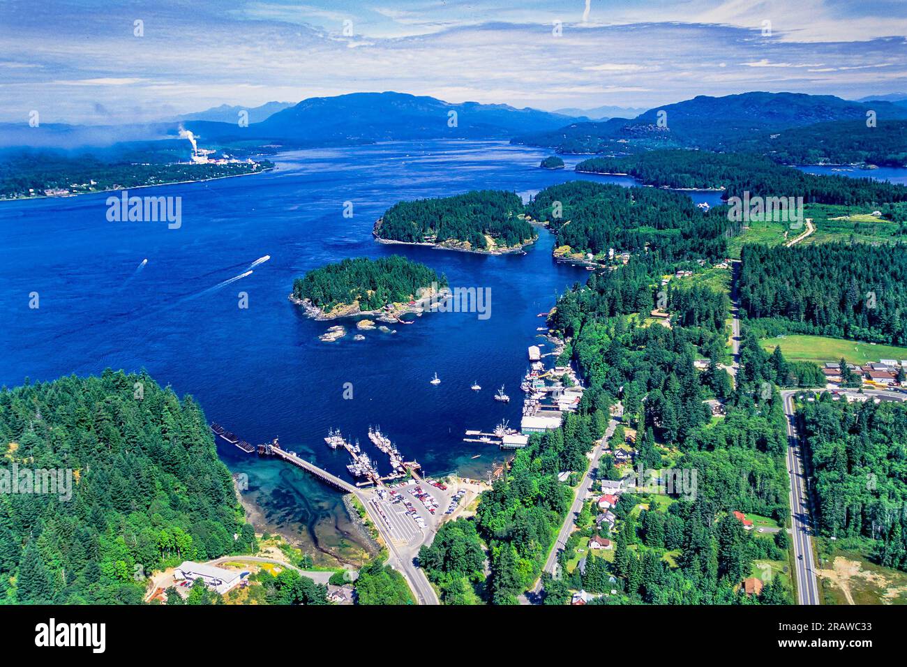 Immagine aerea di Quadra Island, British Columbia, Canada Foto Stock