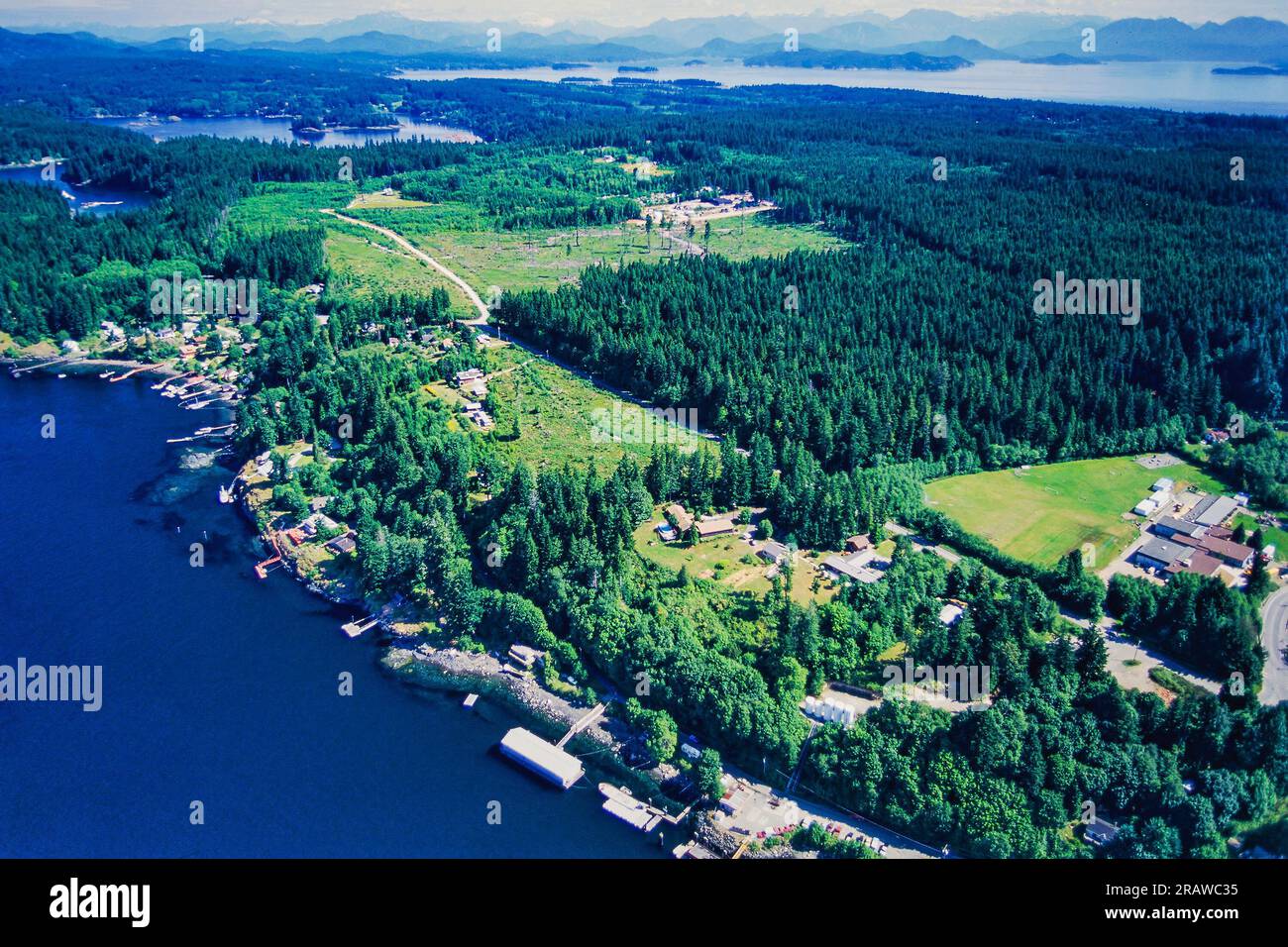 Immagine aerea di Quadra Island, British Columbia, Canada Foto Stock