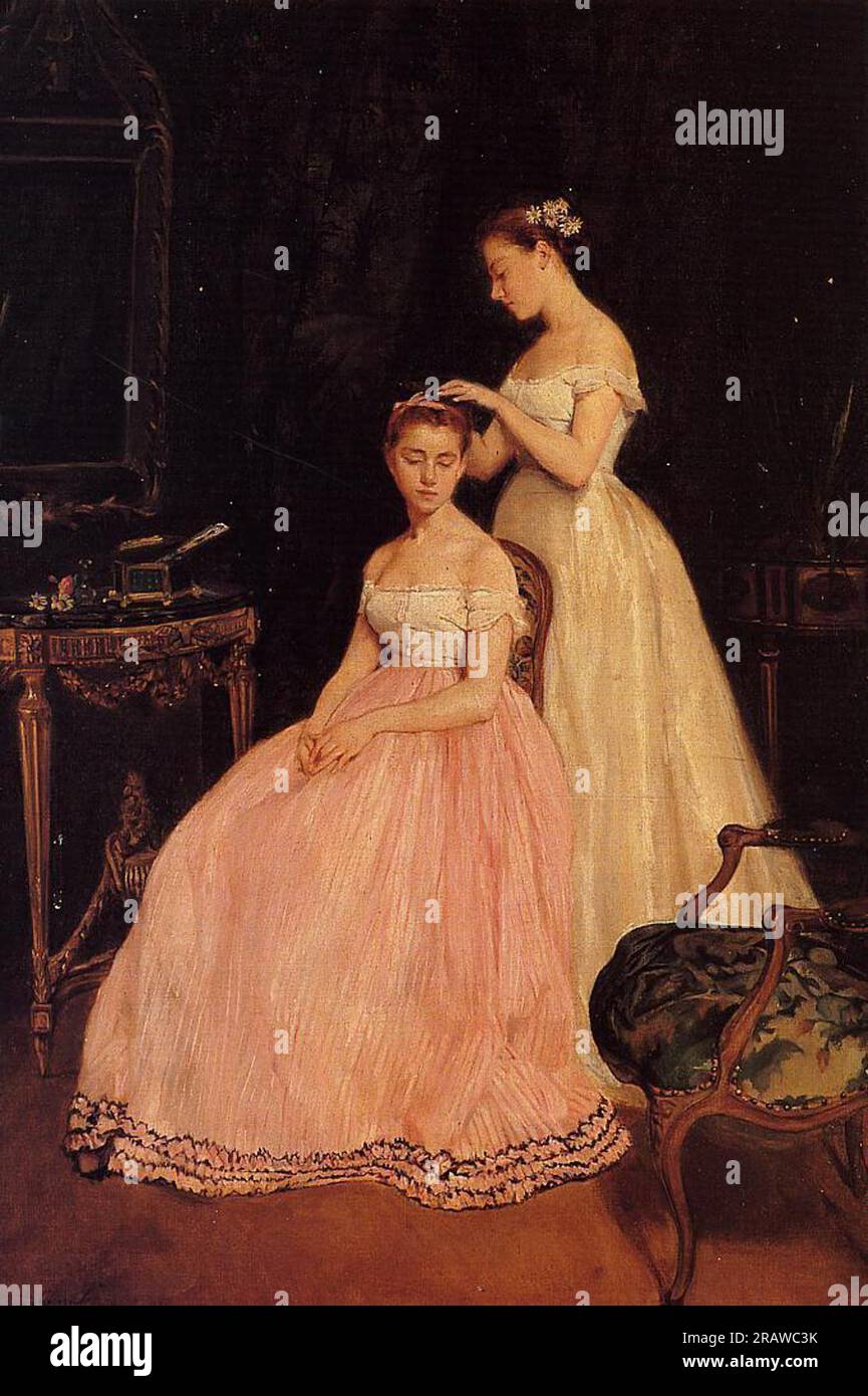 La toilette di Eva Gonzales Foto Stock