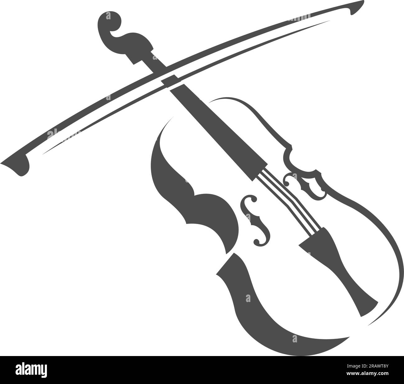 Illustrazione del design dell'icona del logo violino Illustrazione Vettoriale