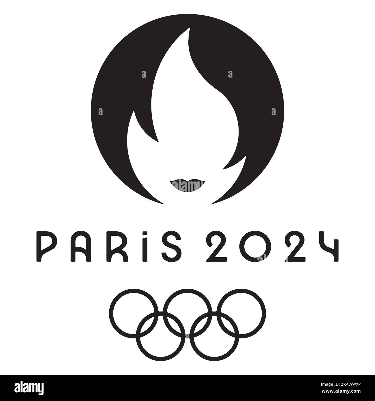 Olimpiadi estive 2024 Logo in Francia (Parigi 2024) e sfondo bianco, illustrazione vettoriale immagine editabile astratta Illustrazione Vettoriale