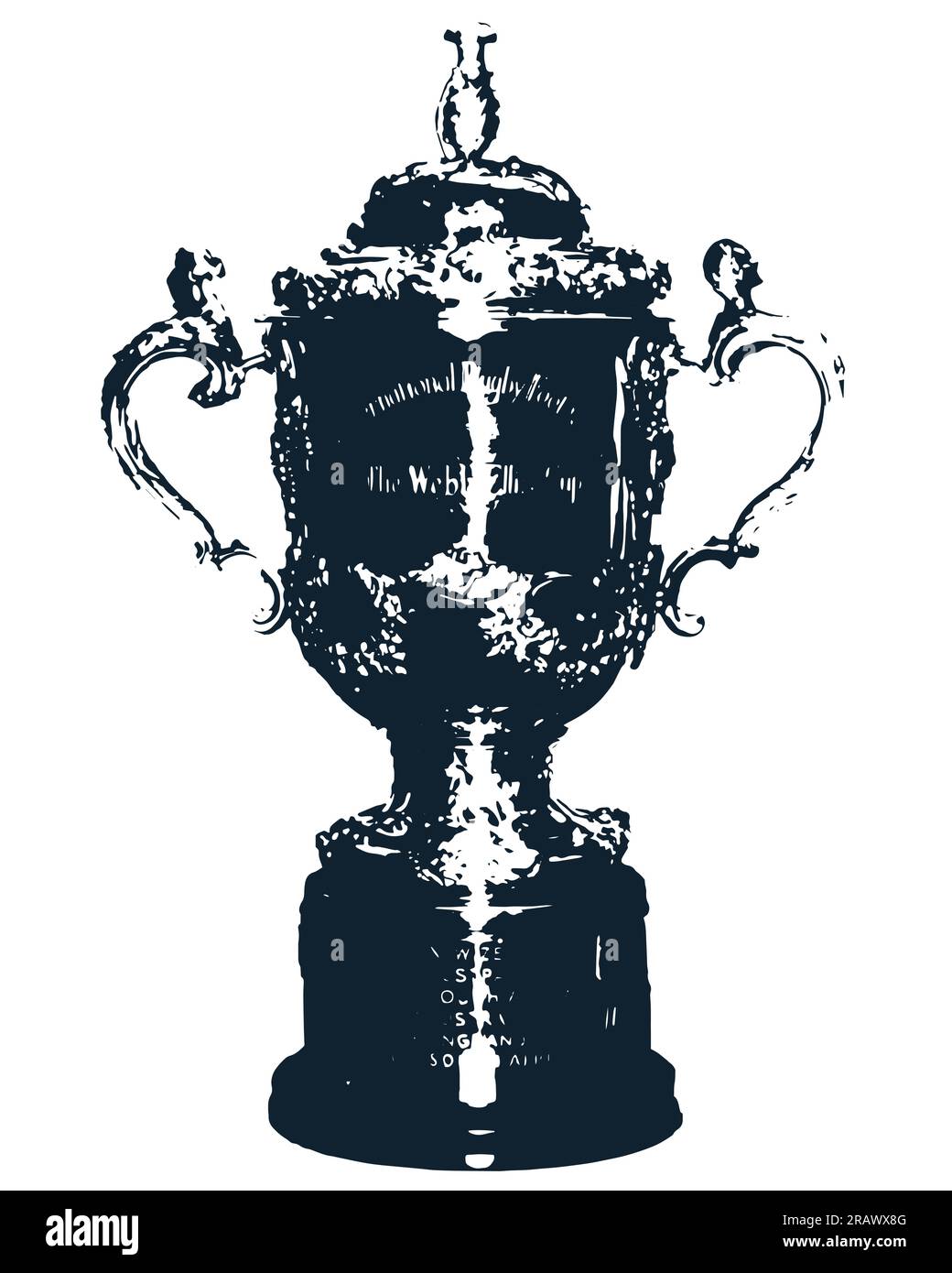 Taglia lettera e logo Trofeo della Coppa del mondo di rugby con sfondo bianco, illustrazione vettoriale immagine astratta modificabile Illustrazione Vettoriale