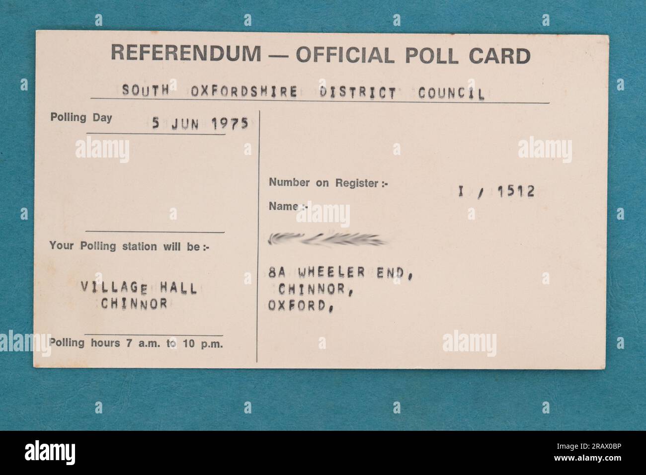 Referendum Polling Card, 1975 - quando il Regno Unito ha votato per rimanere nel mercato comune europeo, avendo "aderito” a prova un paio di anni prima Foto Stock
