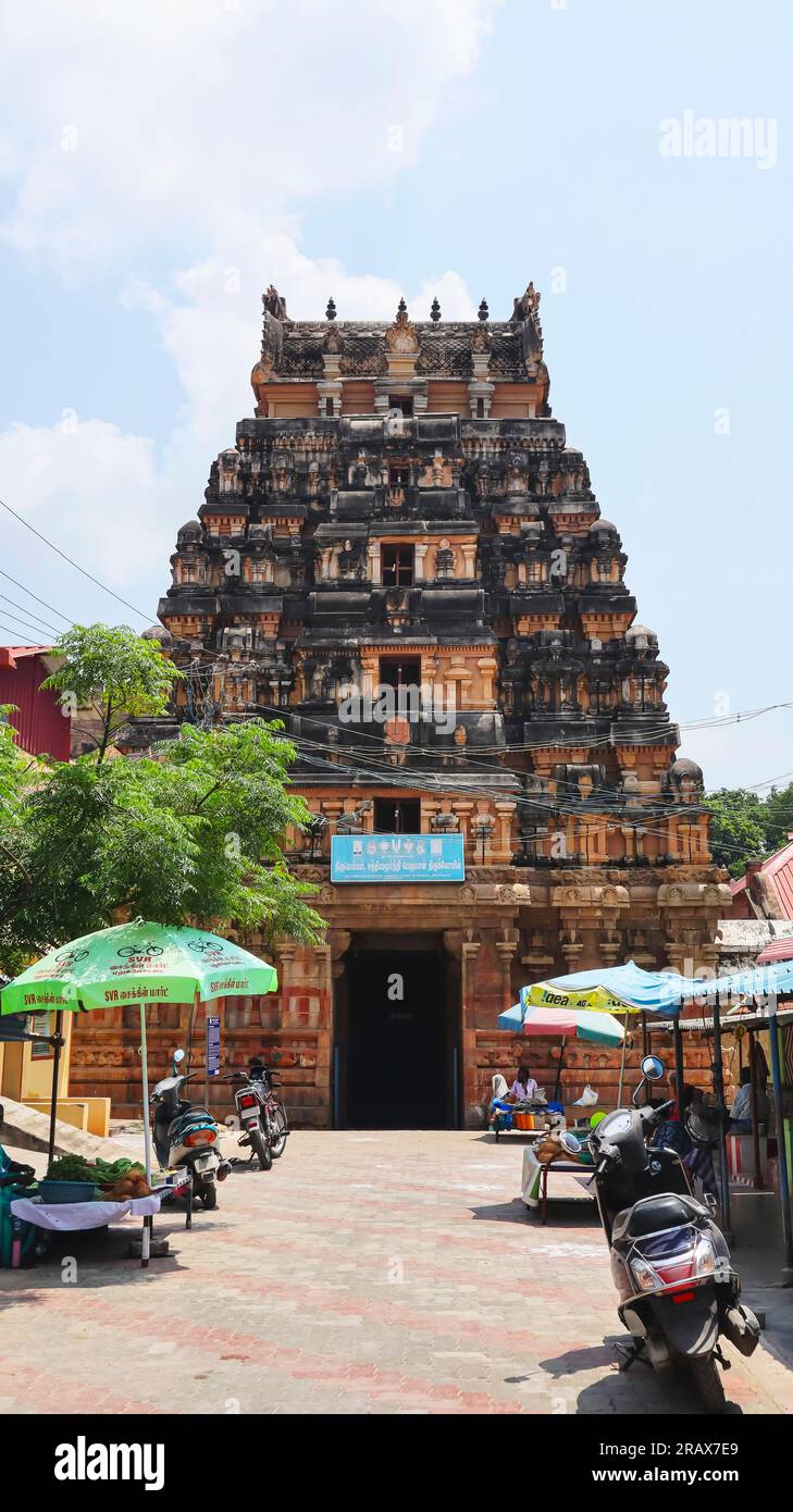 106 th Divya Desam, Sri Arulmigu Sathyagiri Natha Perumal Temple nel Campus del forte di Thirumayam, Pudukottai, Tamilnadu, India. Foto Stock