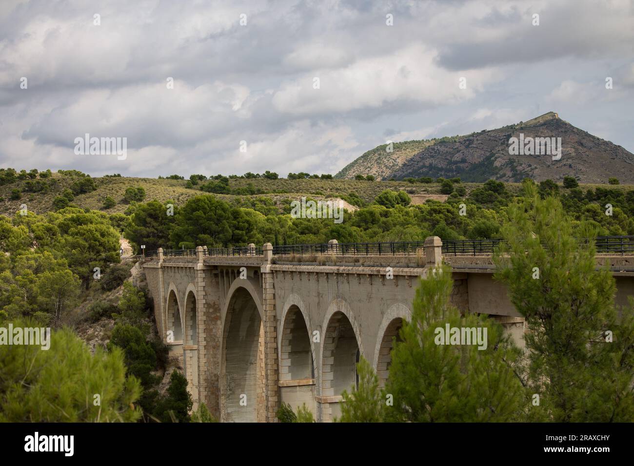 Ponte della vecchia rete ferroviaria ricostruita in via verde del Maigm Foto Stock