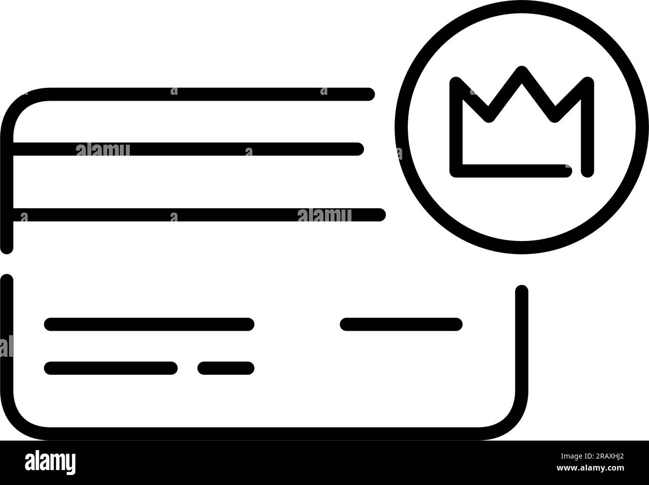 Tessera di iscrizione al programma fedeltà. Simbolo della corona per l'iscrizione premium. Pixel Perfect, tratto modificabile Illustrazione Vettoriale