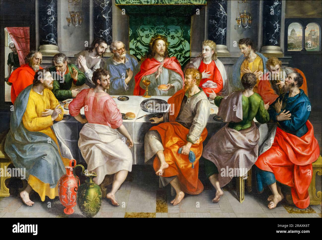 Maerten de Vos, l'ultima cena, dipinto ad olio su tela, prima del 1603 Foto Stock