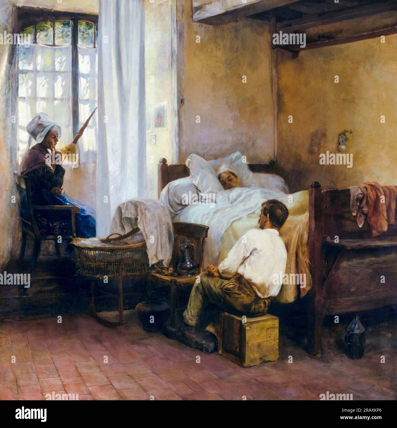 Gaston la Touche pittura, il primo nato, olio su tela, 1883 Foto Stock