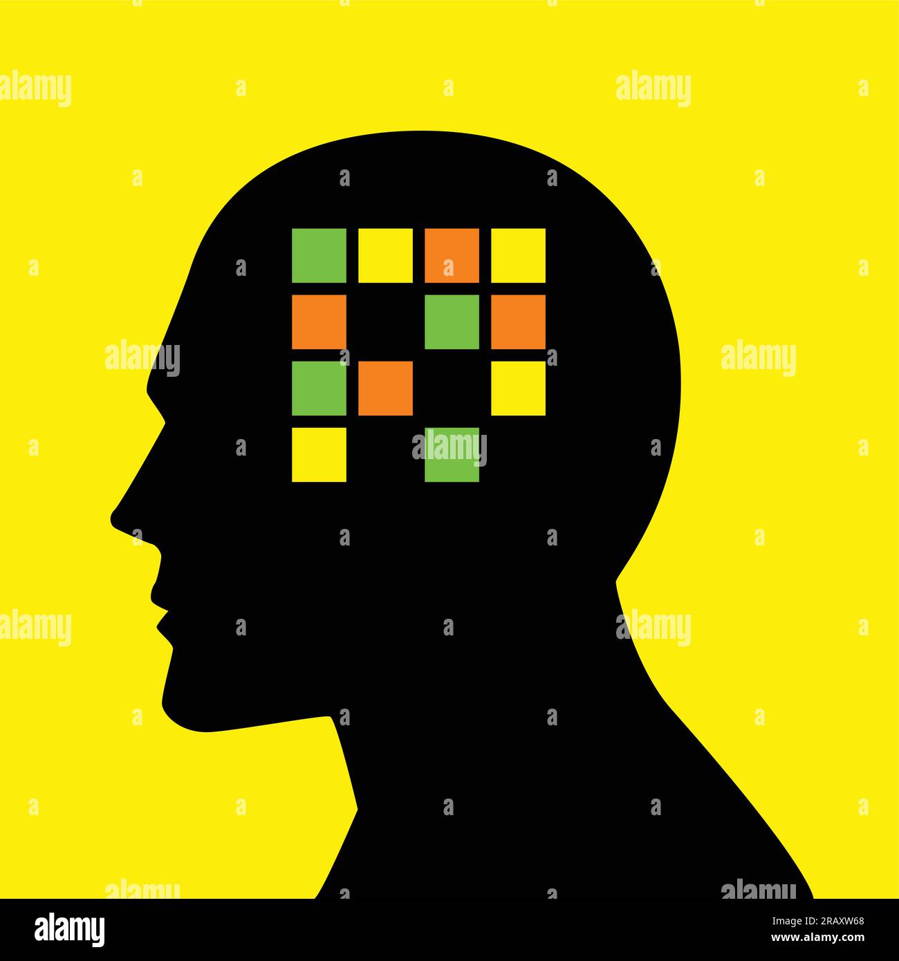 Grafica del concetto mentale, analogia per perdita di memoria, amnesia o morbo di alzheimer Illustrazione Vettoriale
