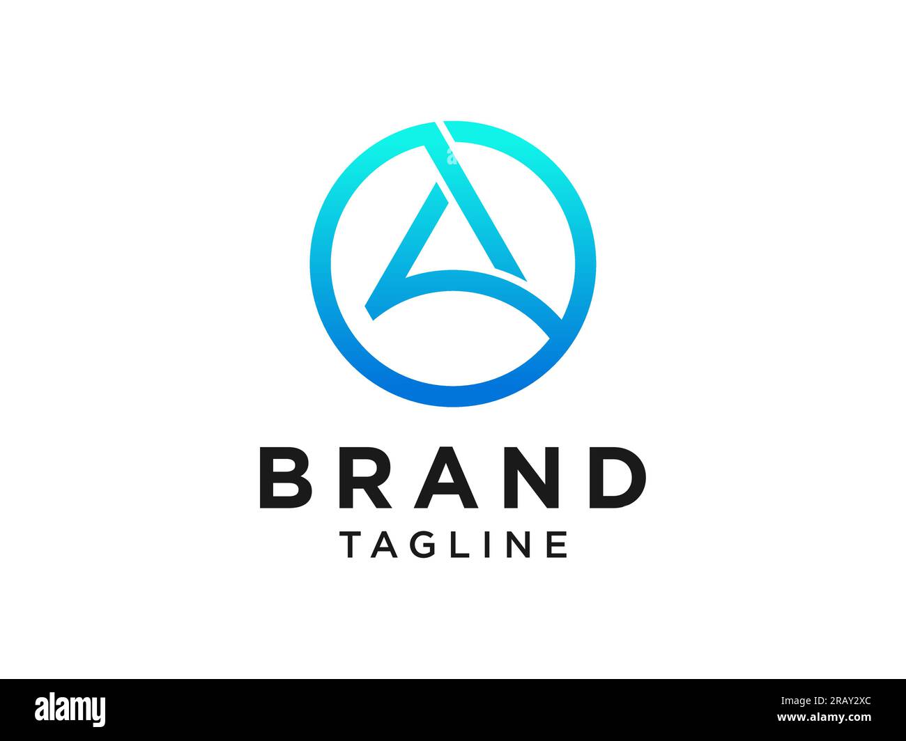 Lettera iniziale Astratta A Logo. Combinazione triangolare arrotondata Blue Water Drop e Mountain. Utilizzabile per loghi aziendali e naturalistici. Logo Flat Vector De Illustrazione Vettoriale