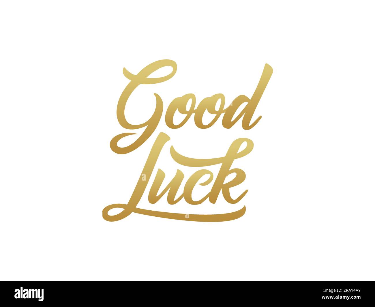 Buona fortuna testo scritto a mano Calligrafia con pennello dorato isolato su sfondo bianco. Illustrazione del vettore del biglietto d'auguri Illustrazione Vettoriale
