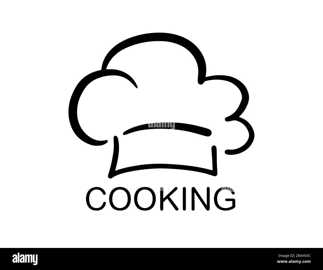 Chef Hat Line Art Drawing icona Cooking Logo Design Illustrazione Vettoriale