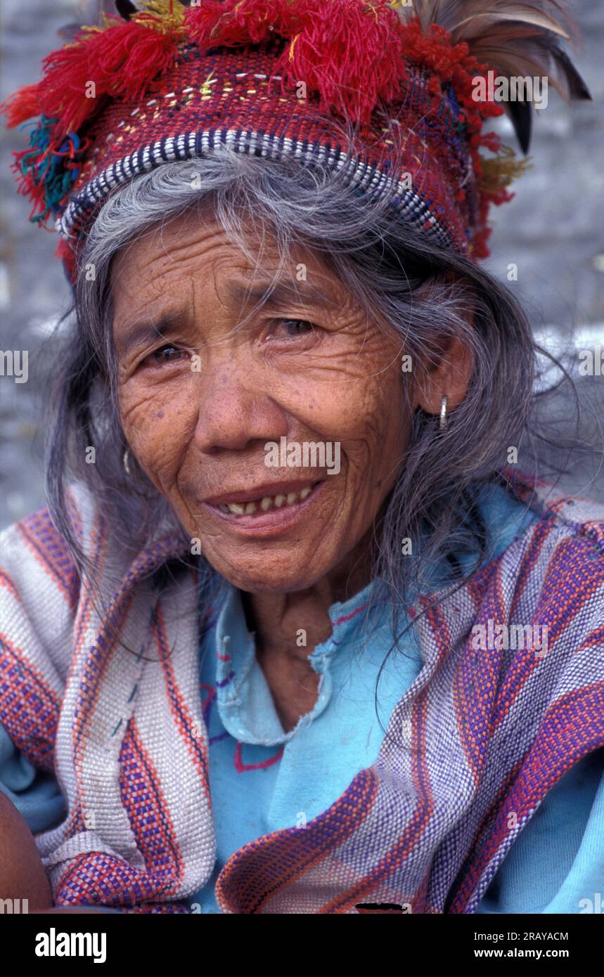 Ifugao tribeswoman, Banaue, Luzon Island, Filippine Foto Stock