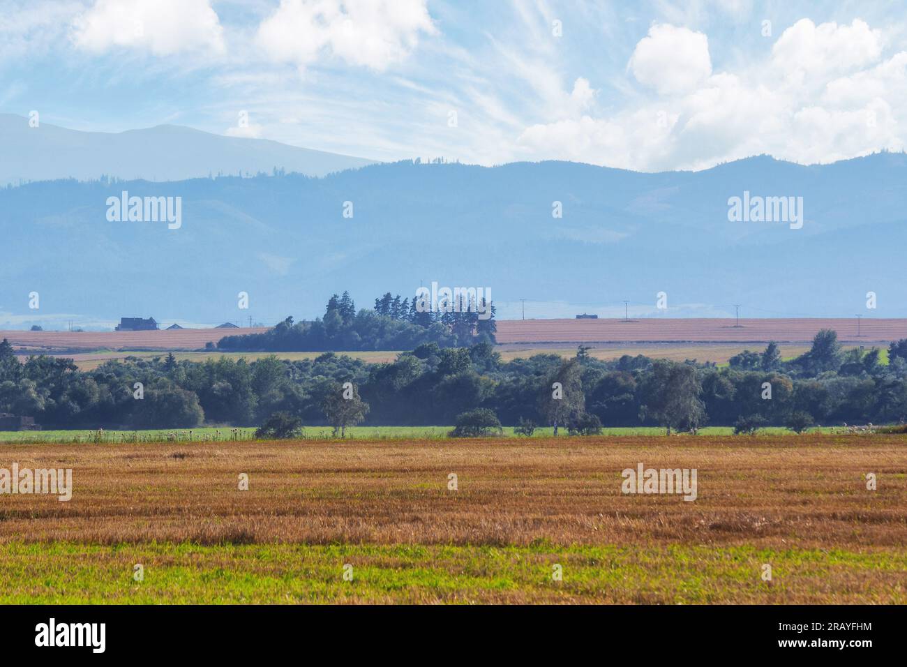pittoresco paesaggio rurale e paesaggio rurale in slovacchia. bel tempo in estate Foto Stock