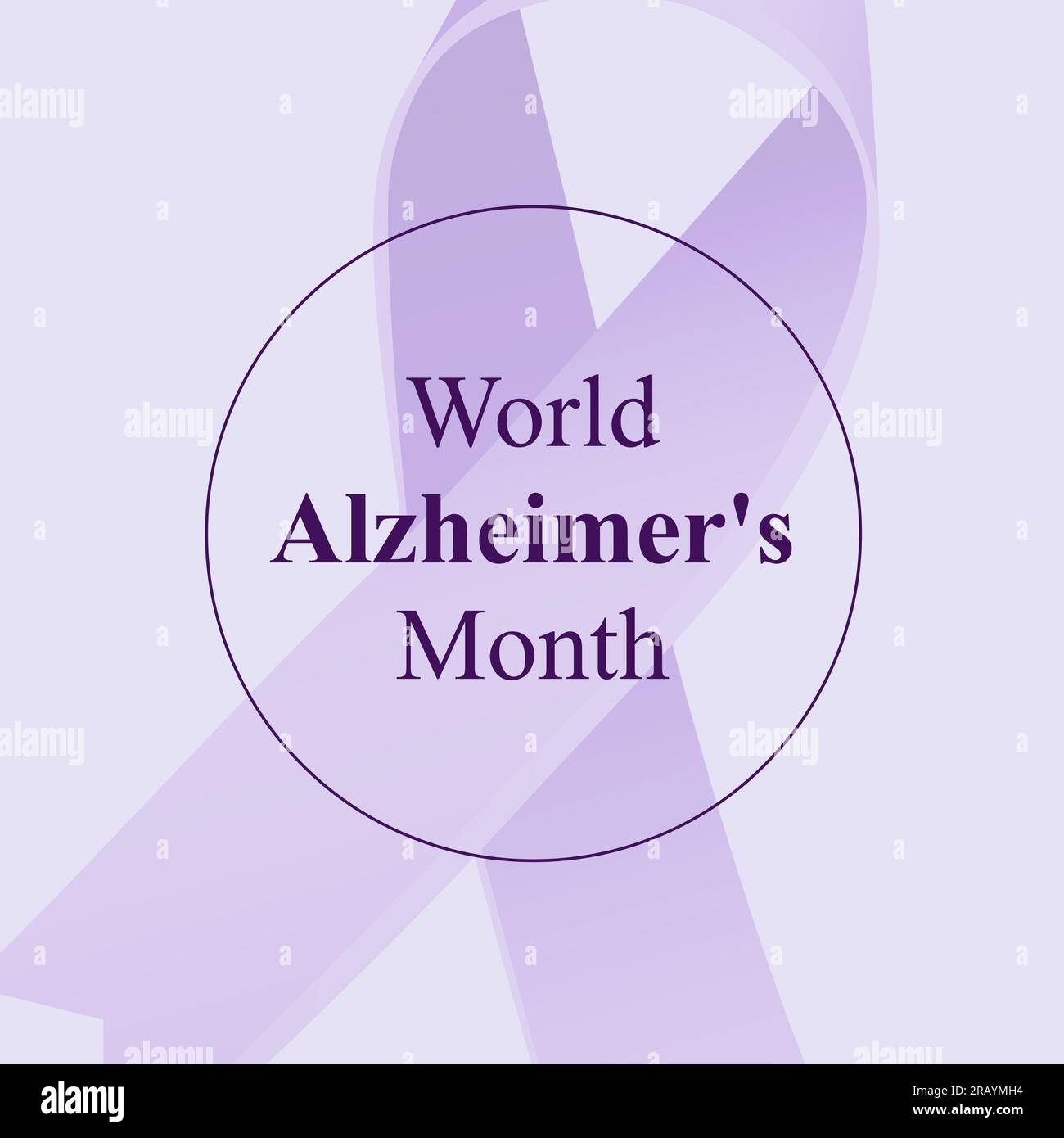 Testo del mese mondiale di alzheimer su nastro viola su sfondo grigio Foto Stock
