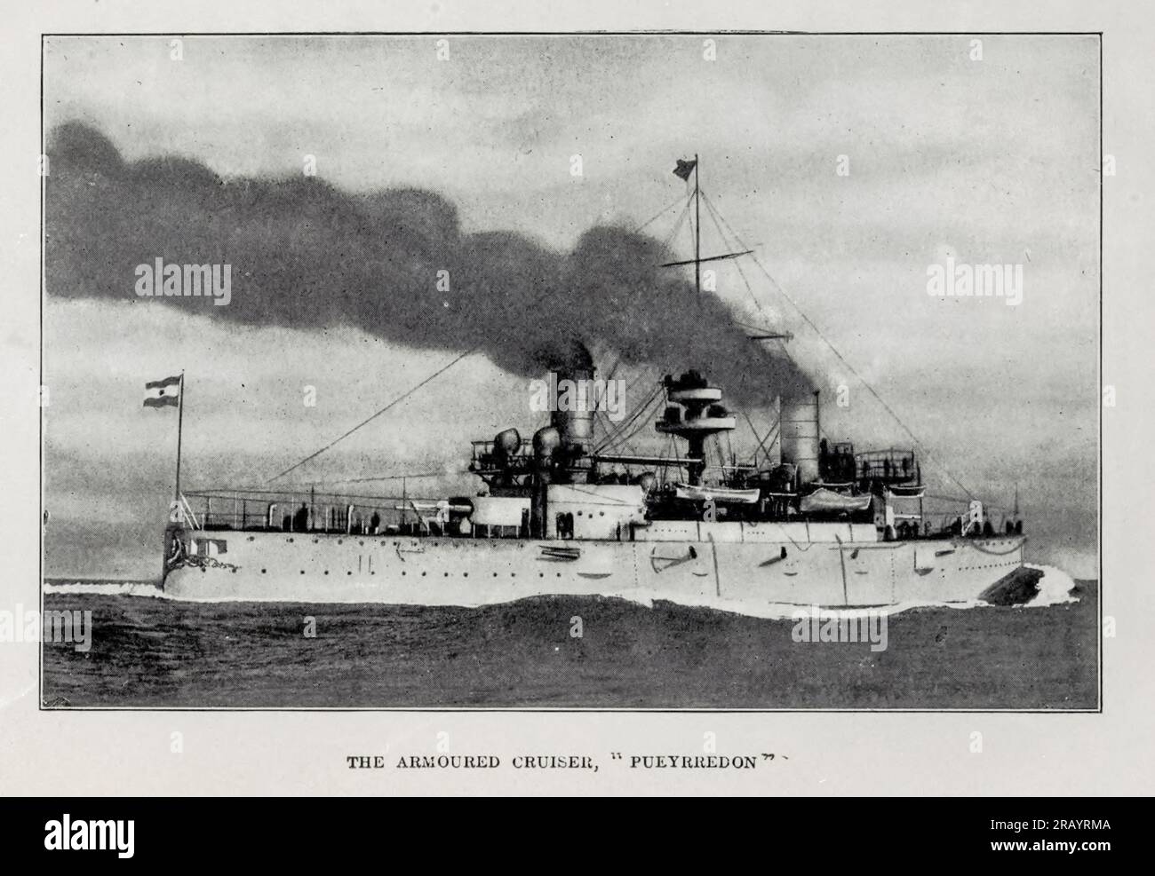 The Armoured Cruiser, 'Pueyrredon' dal libro Argentina and Her People of To-day : An account of the Customs, characteristics, Fun, history and progress of the Argentinians, and the Development and resources of their country by Winter, Nevin O. (Nevin otto), 1869-1936 pubblicato a Boston da L.C. Pagina su 1911 Foto Stock
