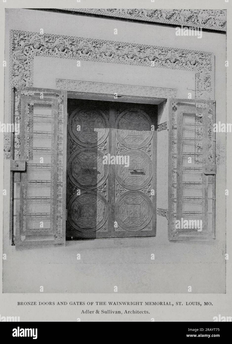 Porte e cancelli in bronzo della Wainwright Memorial St Louis MO. Adler & Sullivan, Architects dall'articolo della rivista Engineering DEDICATO AL PROGRESSO INDUSTRIALE volume X ottobre 1896 NEW YORK The Engineering Magazine Co Foto Stock