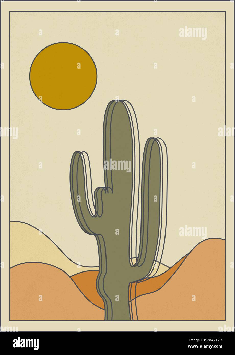 Paesaggio desertico astratto e contemporaneo con texture. Illustrazione Vettoriale