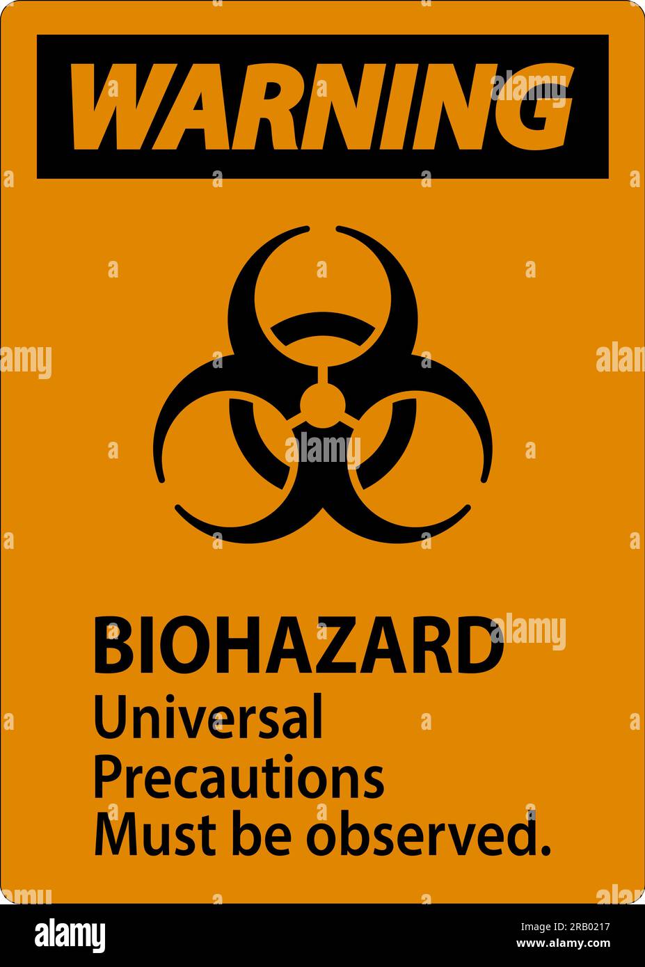 Etichetta di avvertenza per rischi biologici è necessario rispettare le precauzioni universali relative ai rischi biologici Illustrazione Vettoriale
