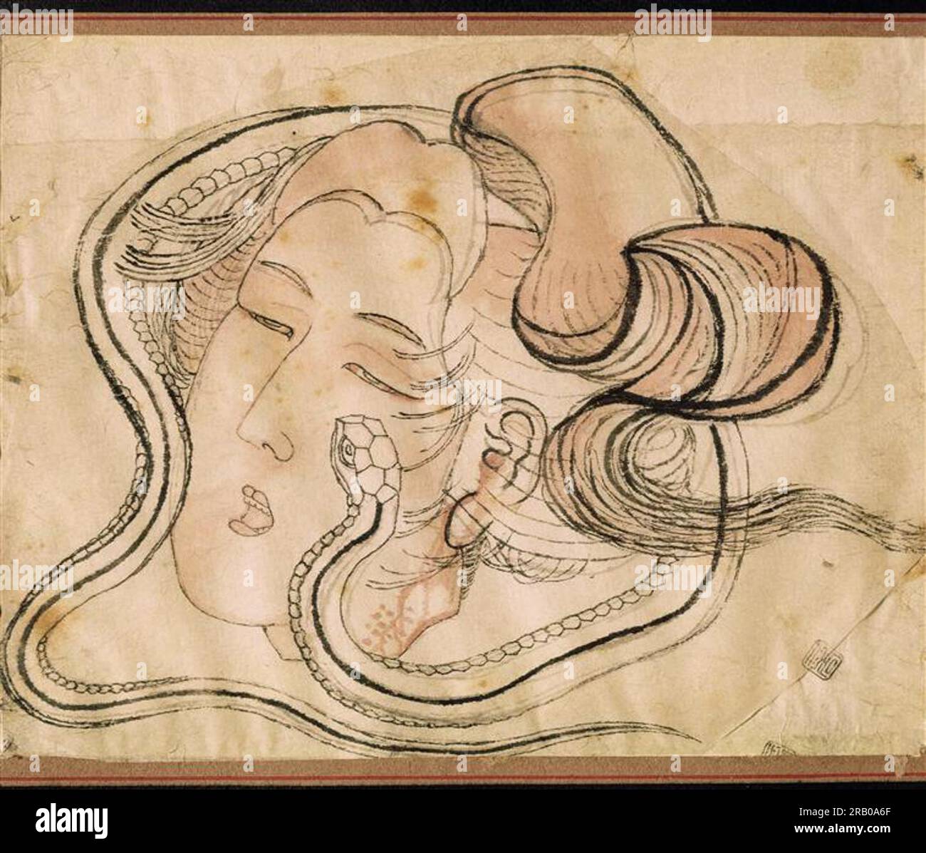 Capo della donna serpente di Katsushika Hokusai Foto Stock