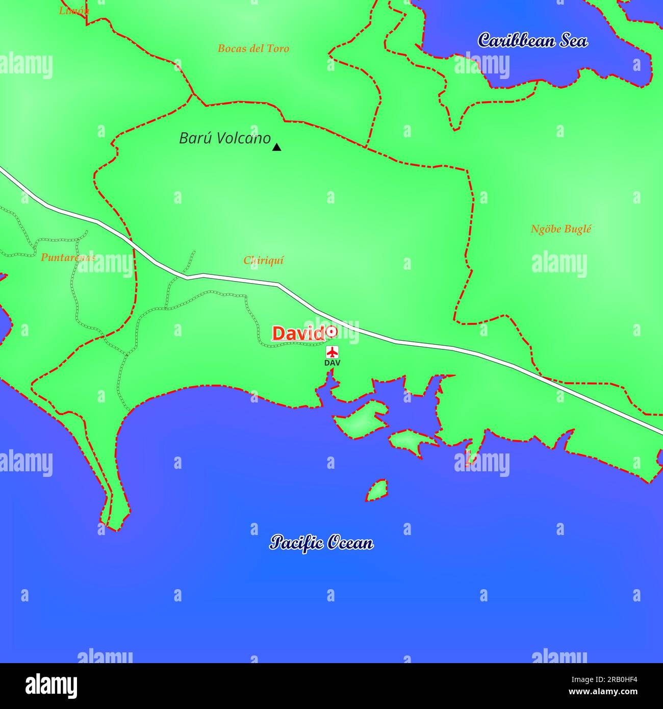 Mappa di David City a Panama Foto Stock