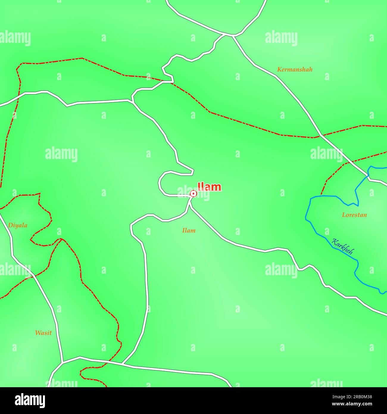 Mappa di Ilam City in Iran Foto Stock