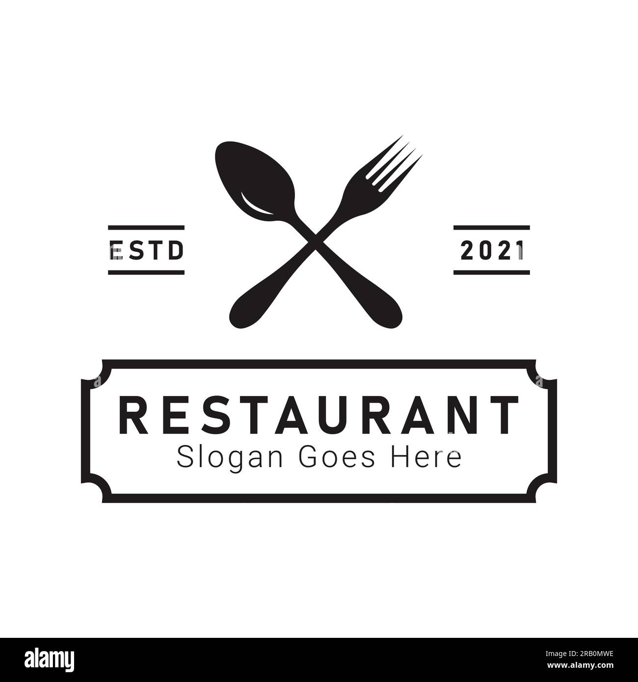 Logotipo cucchiaio e forcella con logo del ristorante Illustrazione Vettoriale