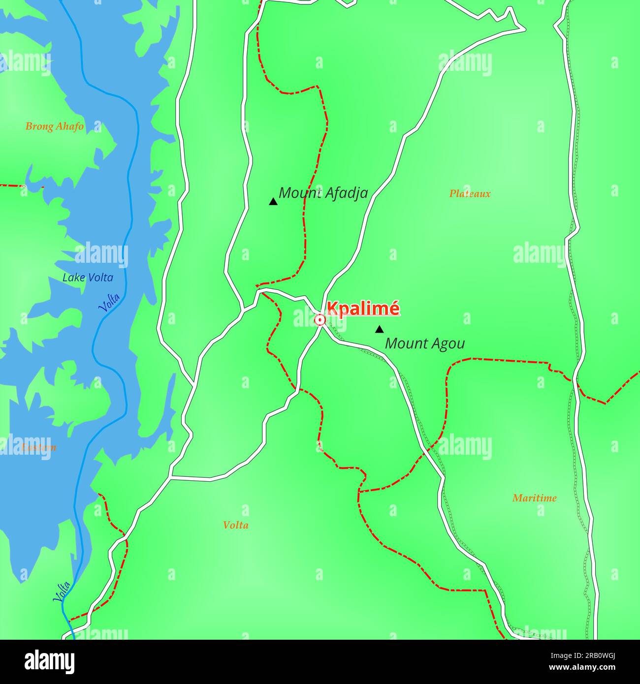 Mappa della città di Kpalimé in Togo Foto Stock