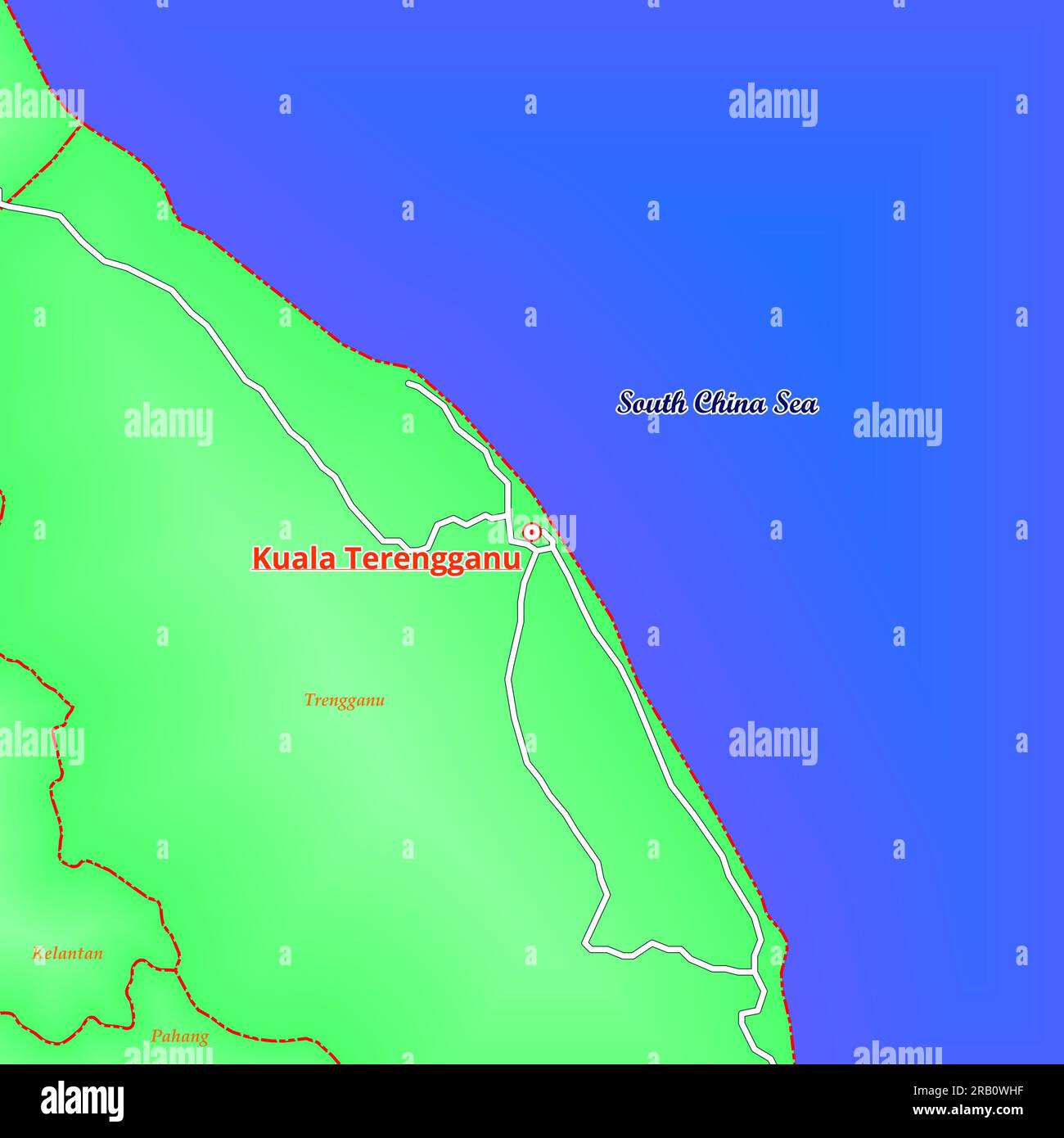 Mappa della città di Kuala Terengganu in Malesia Foto Stock