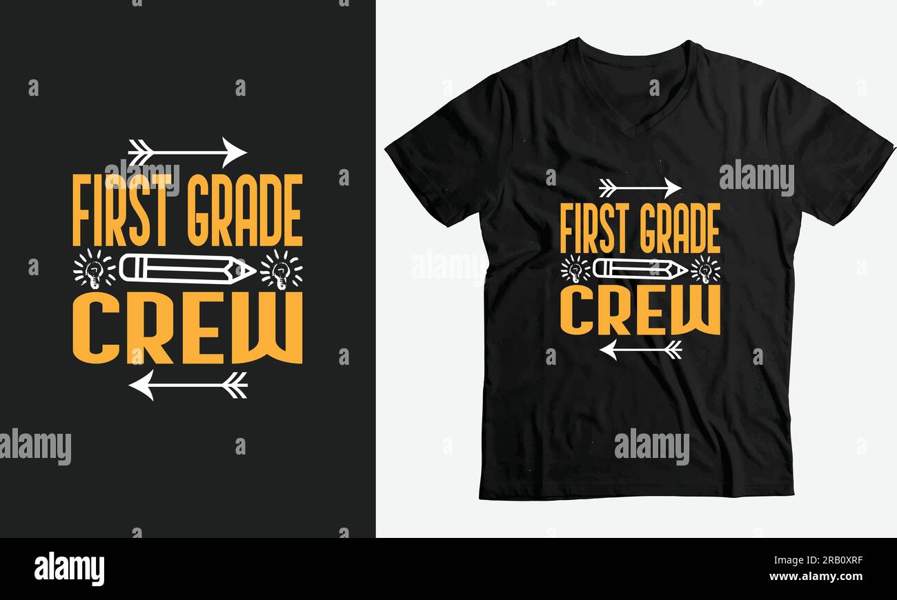 Welcome Back to School-1st Grade Crew T shirt Design Illustrazione Vettoriale