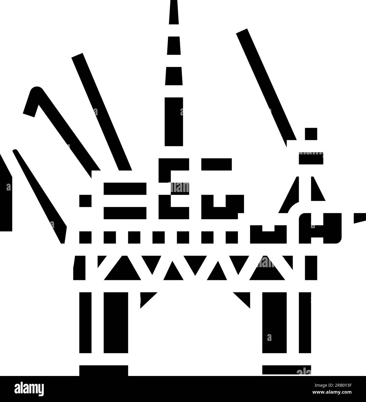 illustrazione vettore icona glifo ingegnere petrolifero per la perforazione offshore Illustrazione Vettoriale