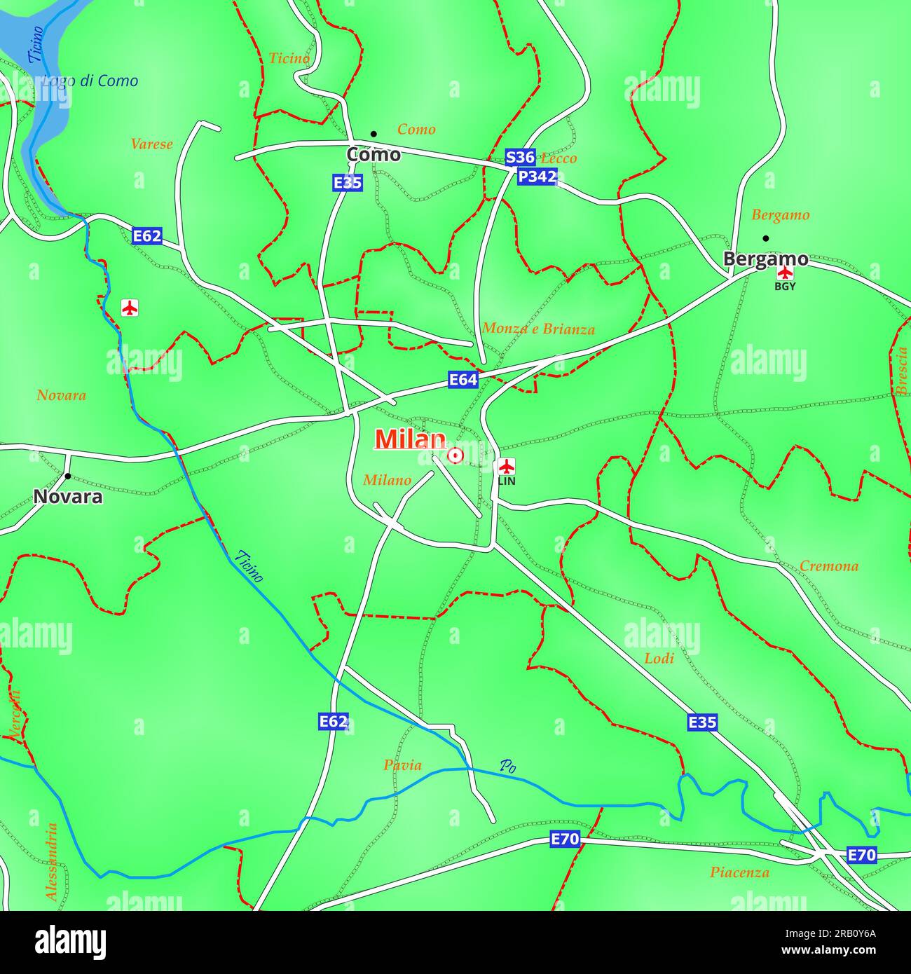 Mappa di Milano città in Italia Foto Stock