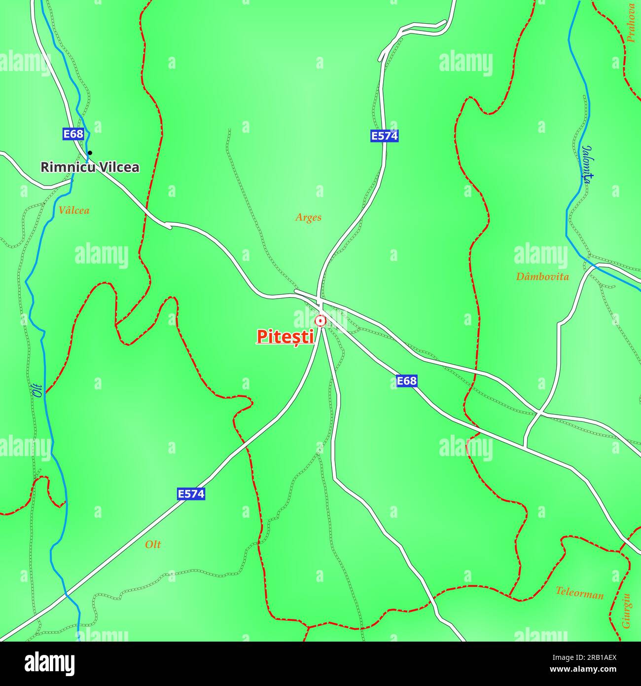 Mappa della città di Pitești in Romania Foto Stock