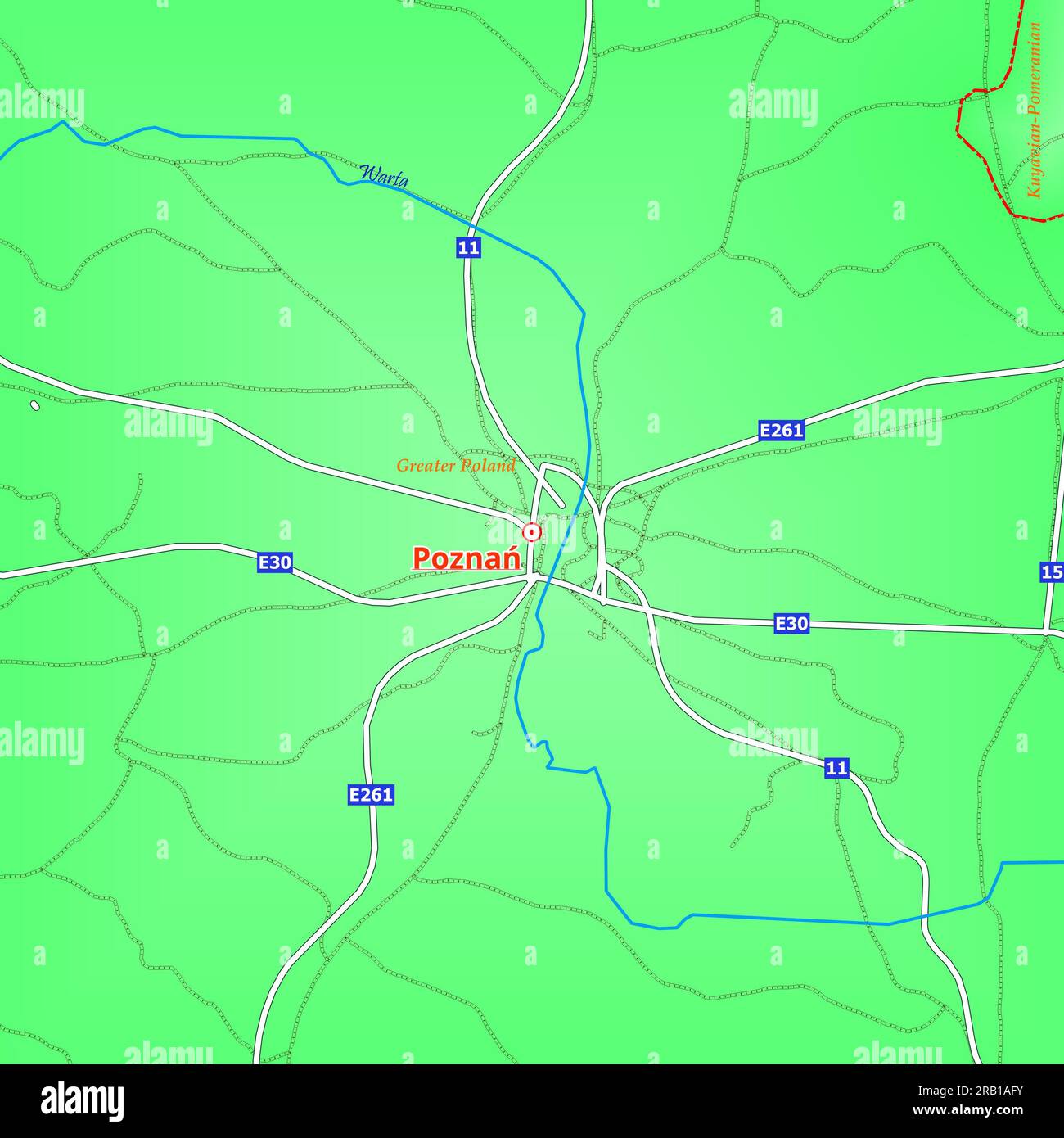 Mappa della città di Poznań in Polonia Foto Stock