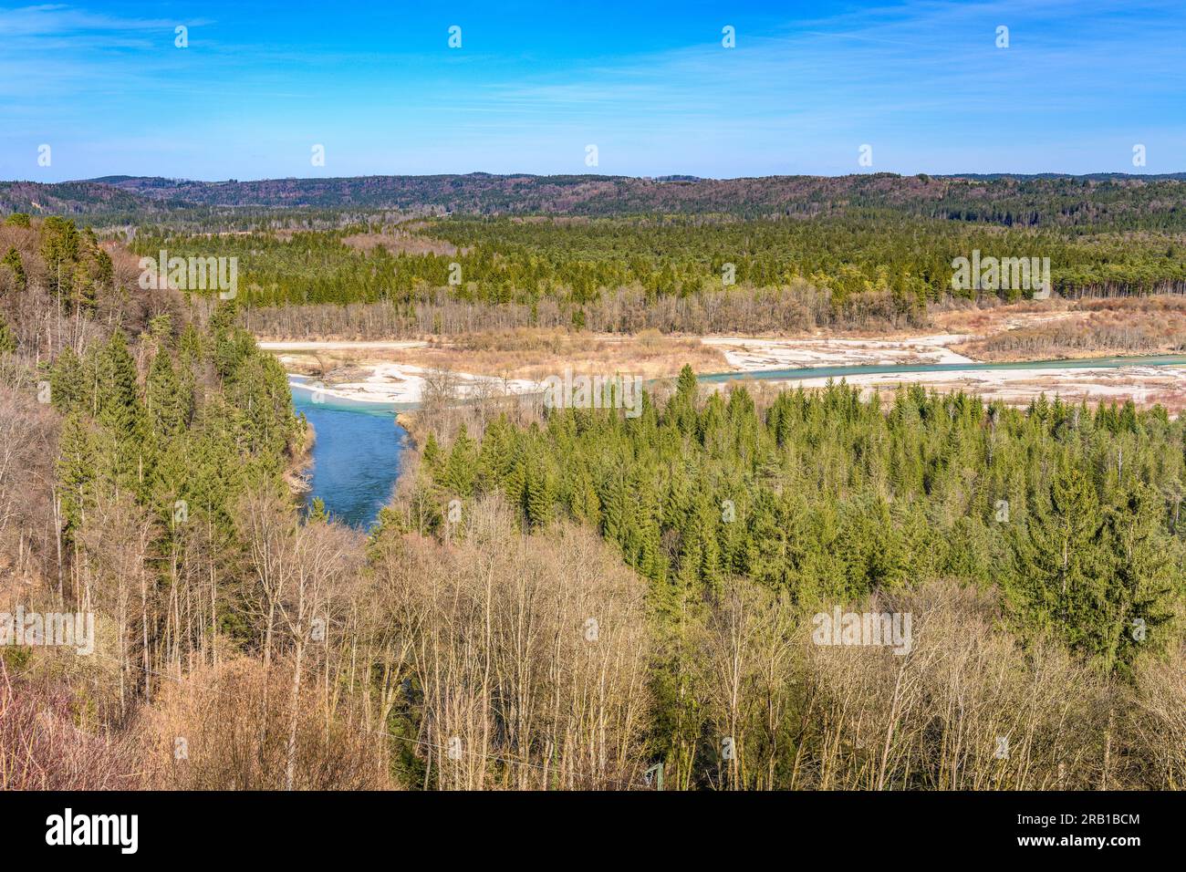 Germania, Baviera, Tölzer Land, Icking, distretto di Schlederloh, Valle dell'Isar, Pupplinger Au, estuario del Loisach Foto Stock