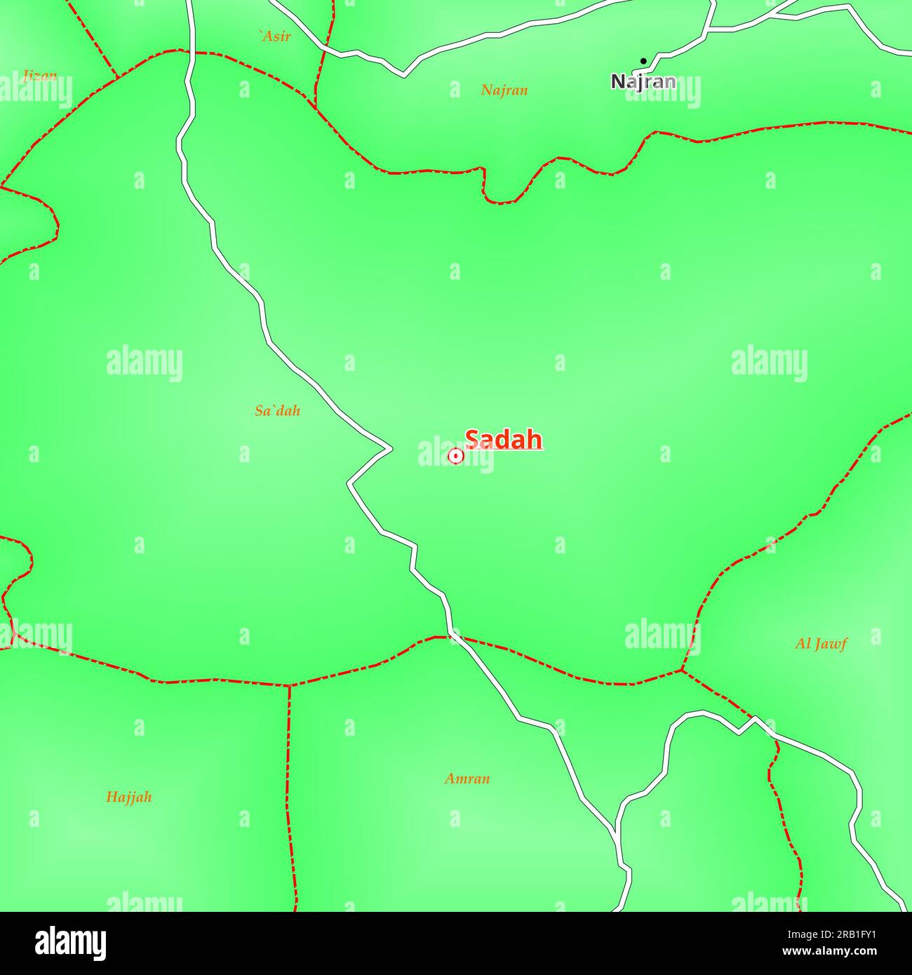Mappa della città di Sadah nello Yemen Foto Stock