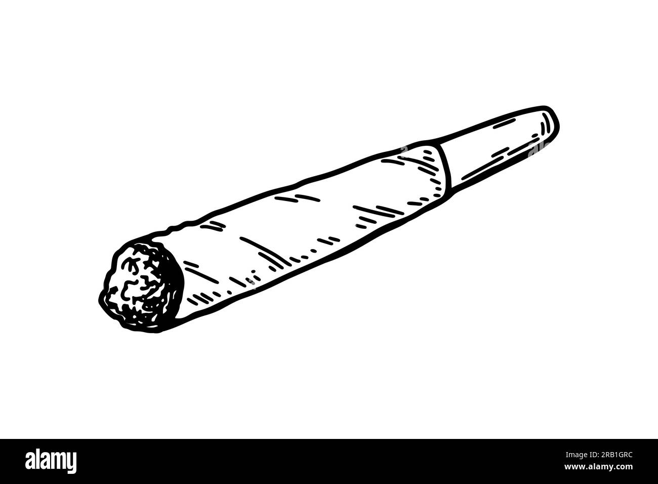 Cannabis joint. Illustrazione vettoriale disegnata a mano in stile di schizzo. Spliff di marijuana Illustrazione Vettoriale