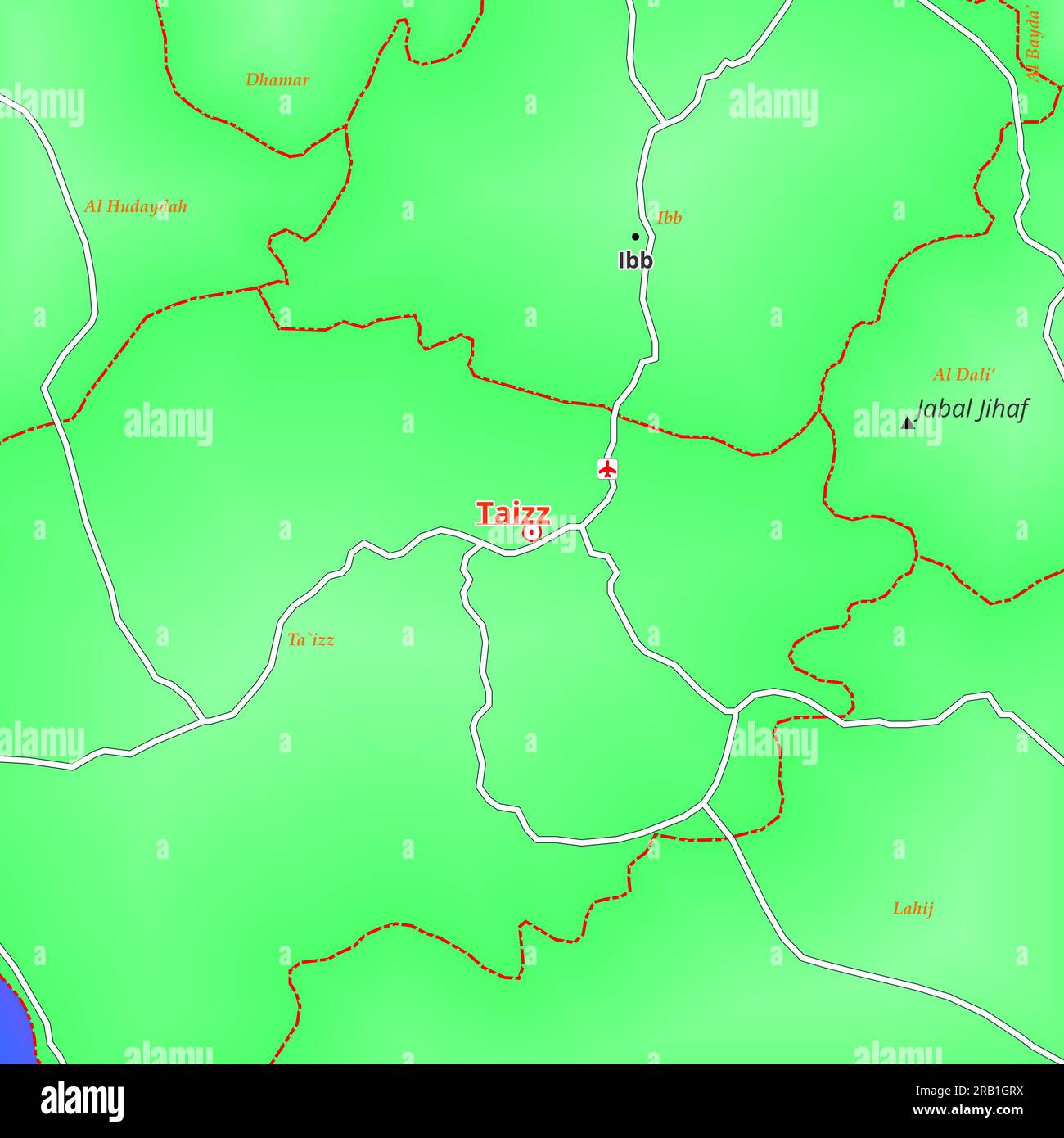 Mappa della città di Taizz in Yemen Foto Stock
