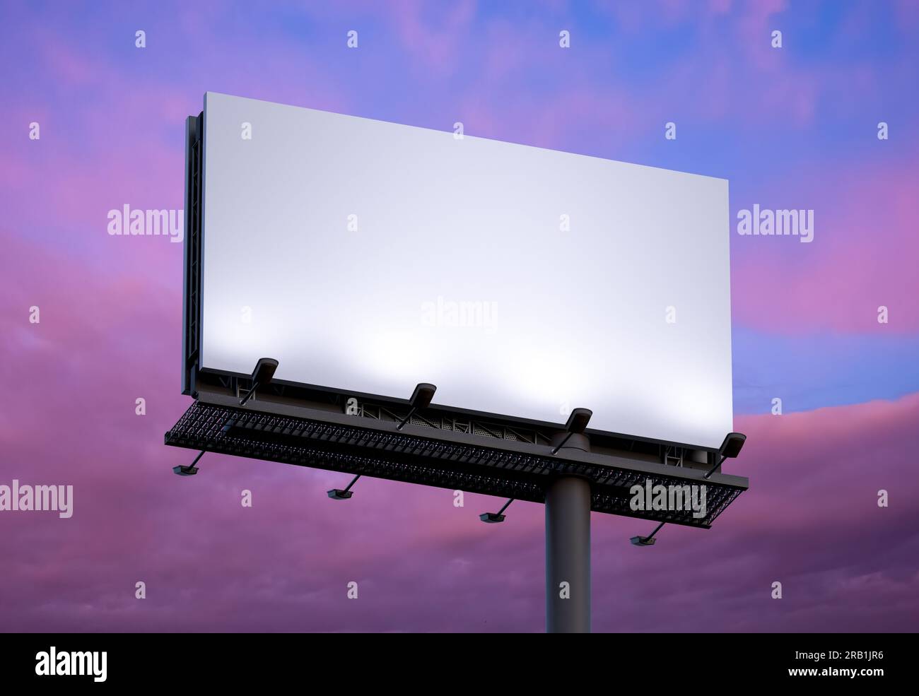 Un modello di cartellone all'aperto contro il cielo della sera Foto Stock