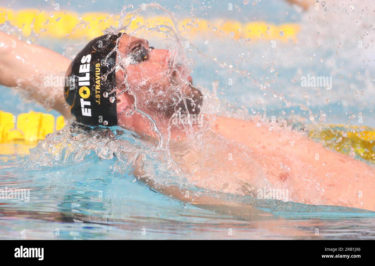 STRAVIUS Jérémy , Men Heat 50 M Backstroke durante i Campionati francesi di nuoto Elite il 16 giugno 2023 a Rennes, Francia - foto Laurent Lairys / DPPI Foto Stock