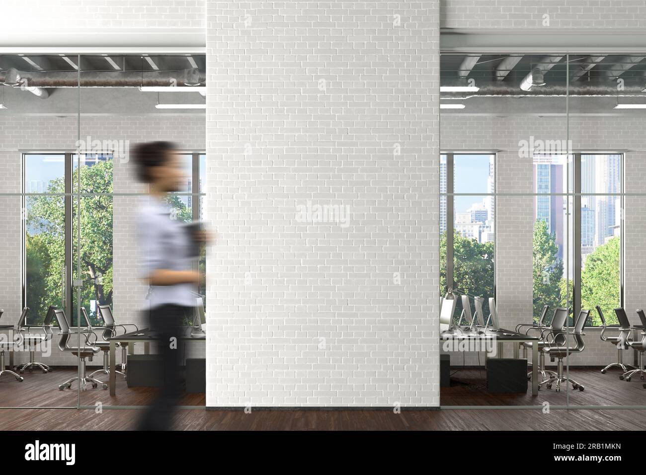 Muro grezzo mock up in ufficio interno. 3d illustrazione Foto Stock