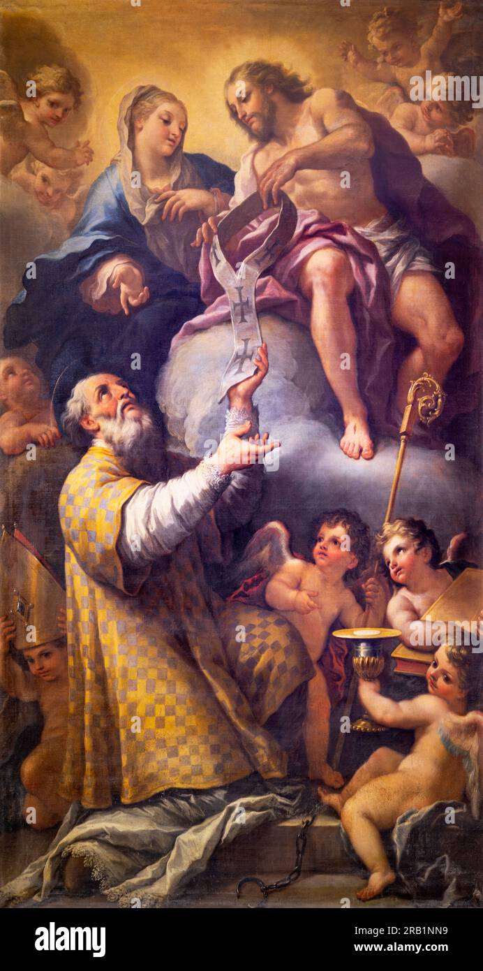 NAPOLI, ITALIA 21 APRILE 2023 Il dipinto di San Nicola, Gesù e la