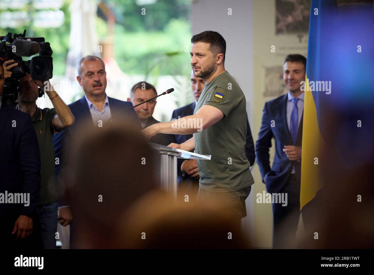 Sofia, Bulgaria. 6 luglio 2023. Il presidente ucraino Volodymyr Zelenskyy fa osservazioni durante un incontro con i leader della società civile e i giornalisti presso l'ufficio del Consiglio dei ministri, il 6 luglio 2023 a Sofia, in Bulgaria. Credito: Ucraina Presidenza/Ucraina Presidenza/Alamy Live News Foto Stock